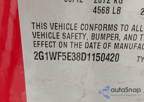 2013 Chevrolet Impala Ls из США, поврежденный, VIN 2G1WF5E38D1150420